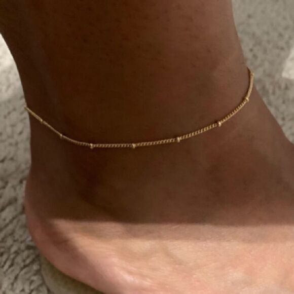 14k Gold Satellite Chain Anklet Ankle Bracelet - Picture 4 of 7